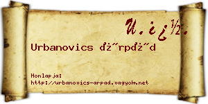 Urbanovics Árpád névjegykártya