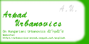 arpad urbanovics business card